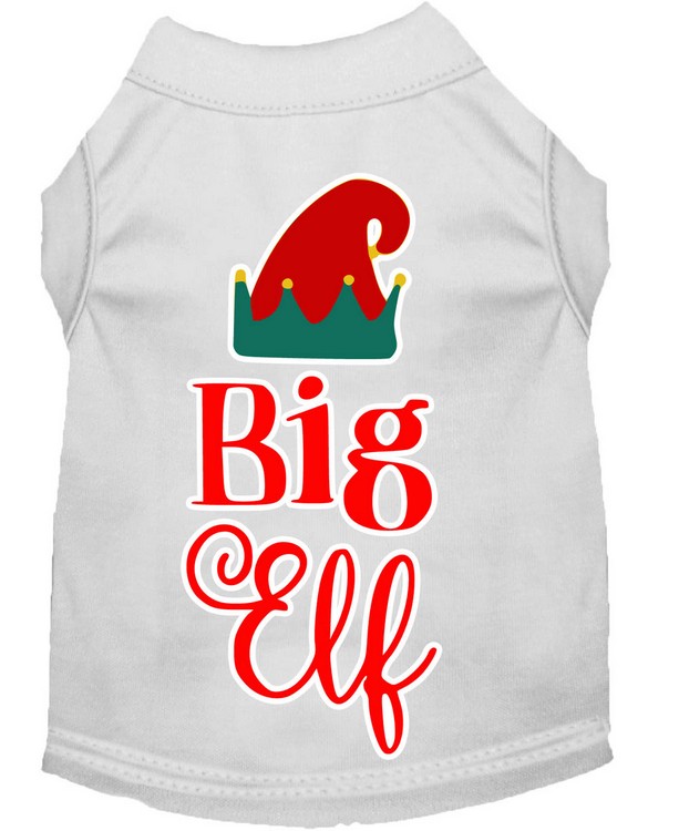 Big Elf Screen Print Dog Shirt White Sm